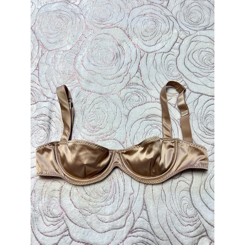 NWOT SKIMS KIM KARDASHIAN Shine Satin Underwire Balconetta Bra 36C Pink Sand $58